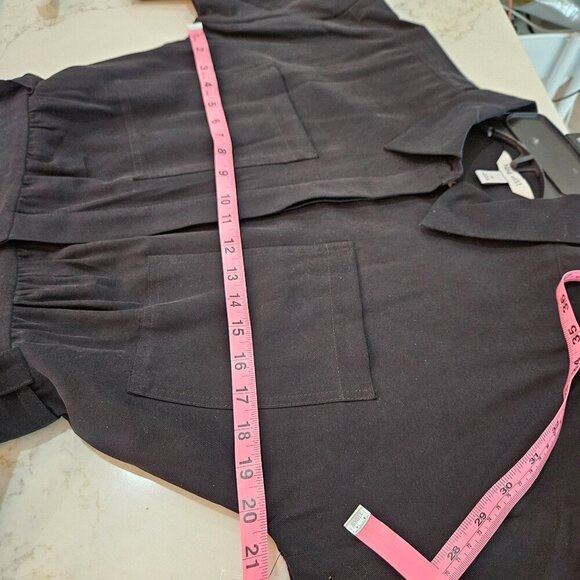 NEW NWT Nine West Black Belted Utility Jumpsuit Long Sleeve Medium Pockets - Picture 9 of 14